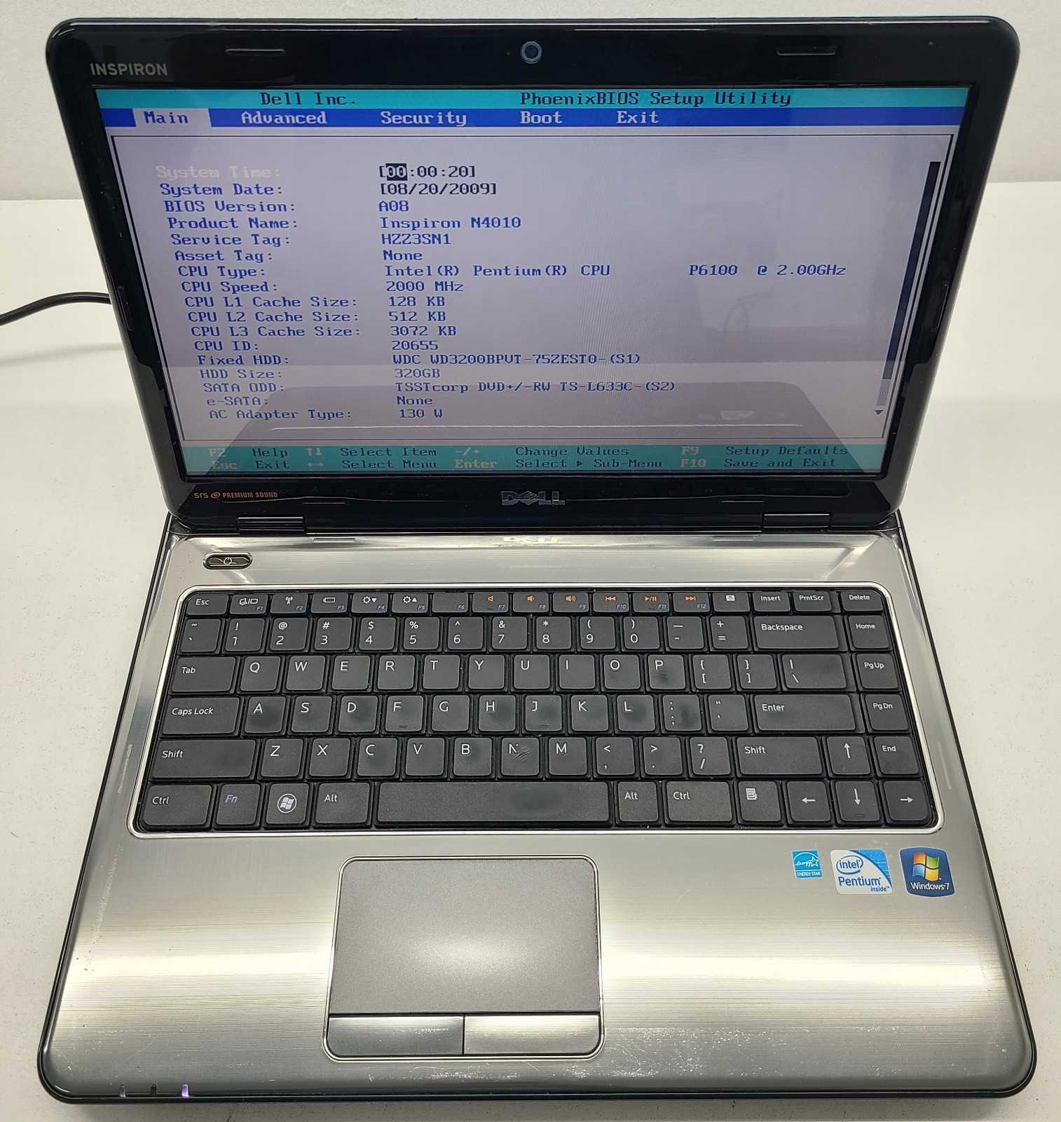Dell Inspiron N4010 Laptop Intel Pentium P6100 3GB Ram 320GB HDD NO OS (FL)