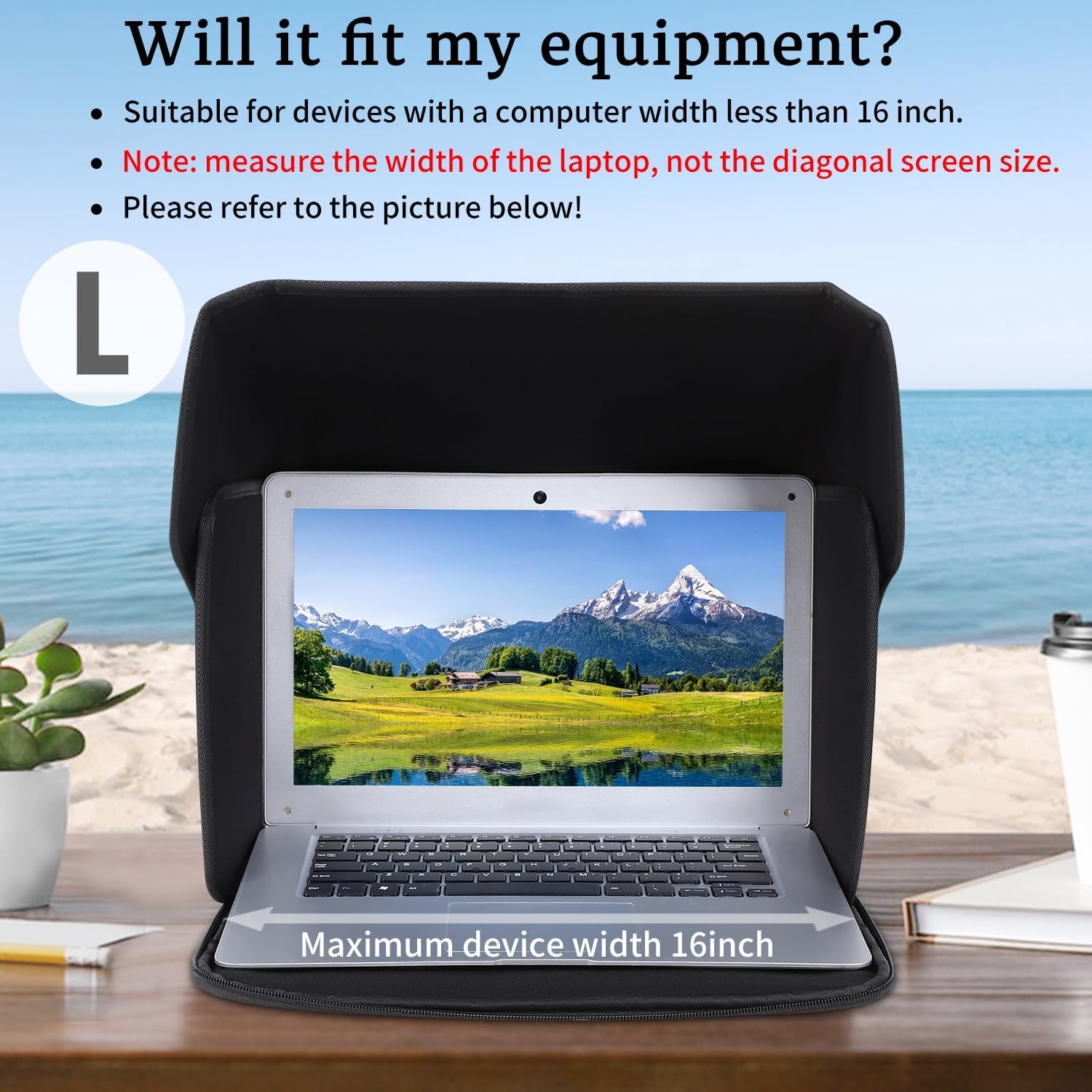 Foldable Laptop Sunshade Cover for 15-16” Laptops – Sun Glare Protection Hood