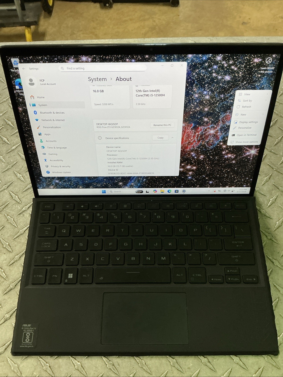 Asus ROG Flow Z13 GZ301Z 13.4″ i5-12500H 2.5GHz 16GB RAM | 1 TB SSD | Win 11 Hom