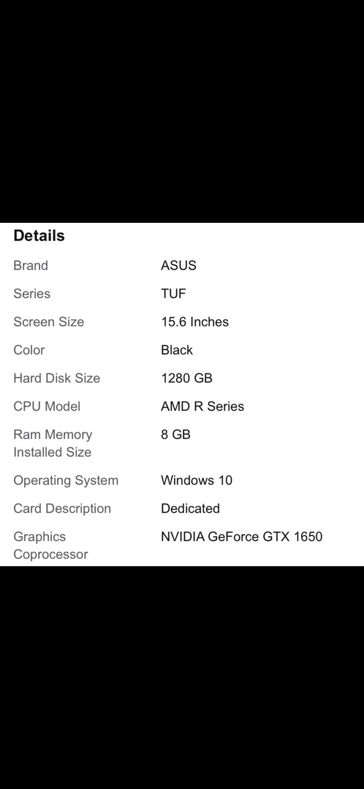 2021 ASUS ROG Strix G15 15.6 inch (1280GB, Intel Core i7 Gen, GTX 1650 8GB)