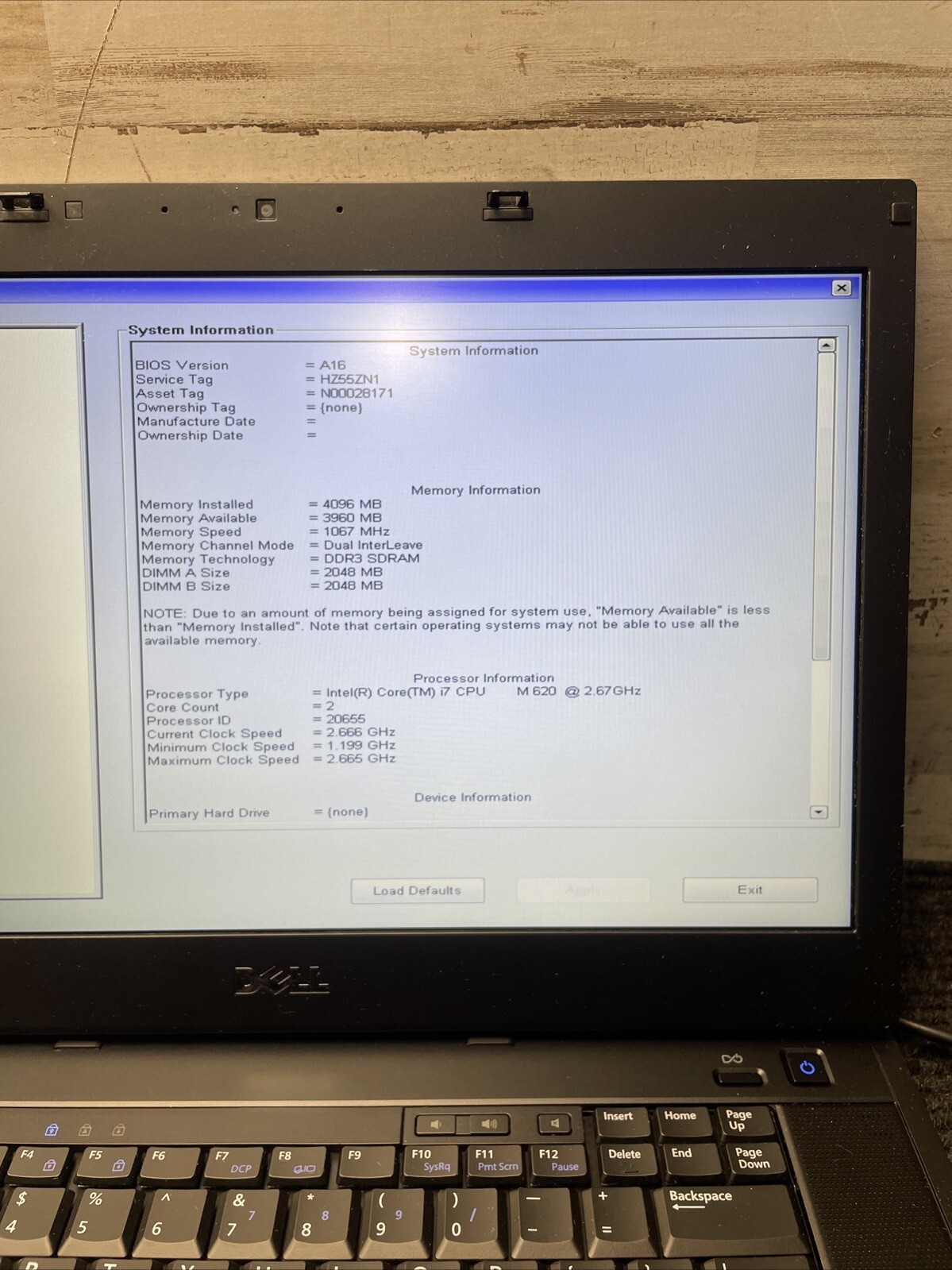 *PARTS Dell Latitude E6510 Intel Core i7-620m 2.40GHz 4GB RAM NO HDD/OS/BATTERY