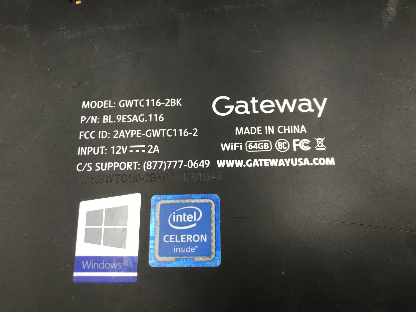 GATEWAY GWTC116 2BK – FOR PARTS/REPAIR – INTEL CELERON N4020 – 4GB RAM -READ- BB