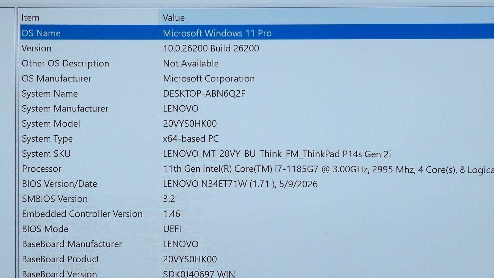 Lenovo ThinkPad P14S Gen 2 Intel i7-1185G7, 48GB RAM, 1TB SSD NVIDIA T500 Touch