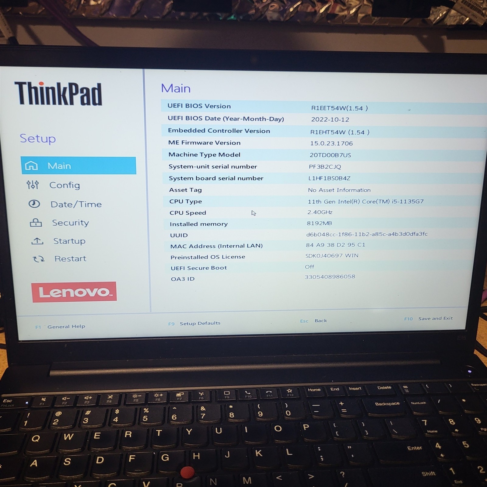 LCD Issues Lenovo ThinkPad E15 Gen 2 Intel i5-1135G7 2.4GHz 8GB 256GB SSD