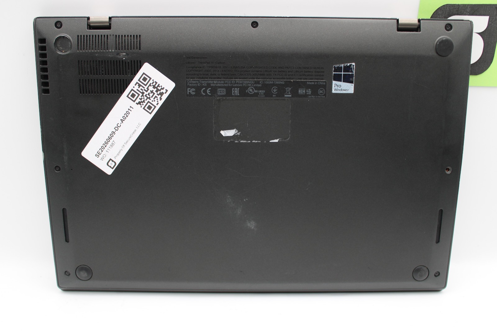 Lenovo ThinkPad X1 Carbon Gen 3 Touch i7-5600U @ 2.6 GHz 8GB RAM 128GB SSD No OS