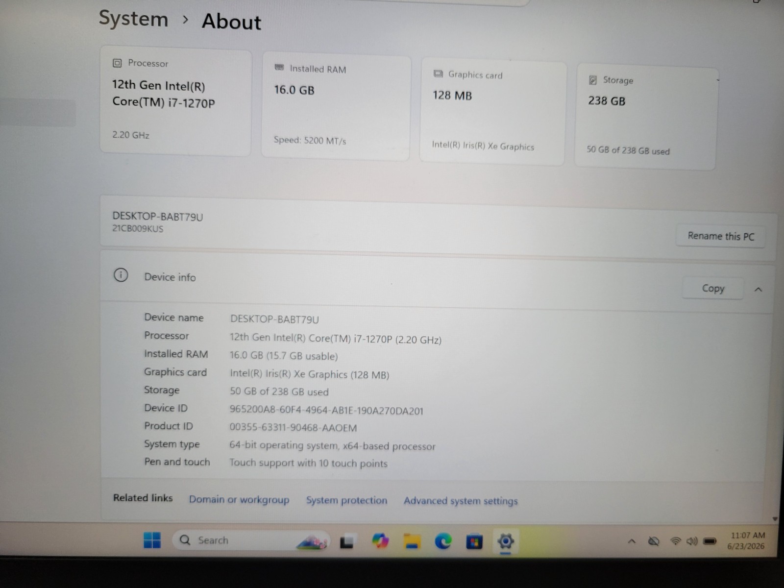Lenovo ThinkPad X1 Gen 10 14″ i7-1270P@2.2Ghz 16GB RAM 256GB SSD W11 Pro | C1060