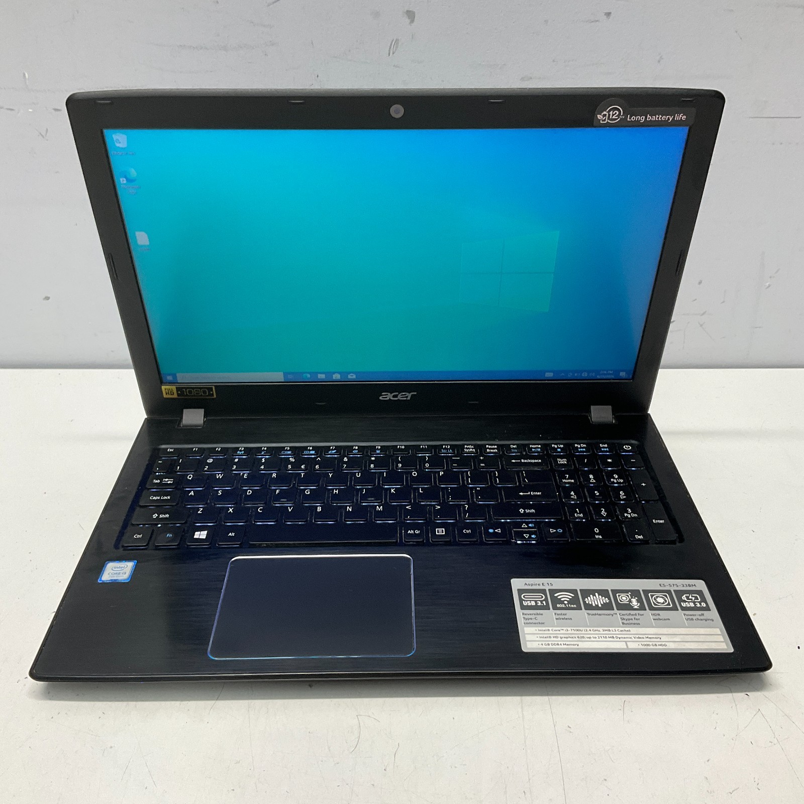 ACER ASPIRE E5-575 | I3-7100U 2.40 GHZ 4GB 250GB SSD Windows 10 Pro READ