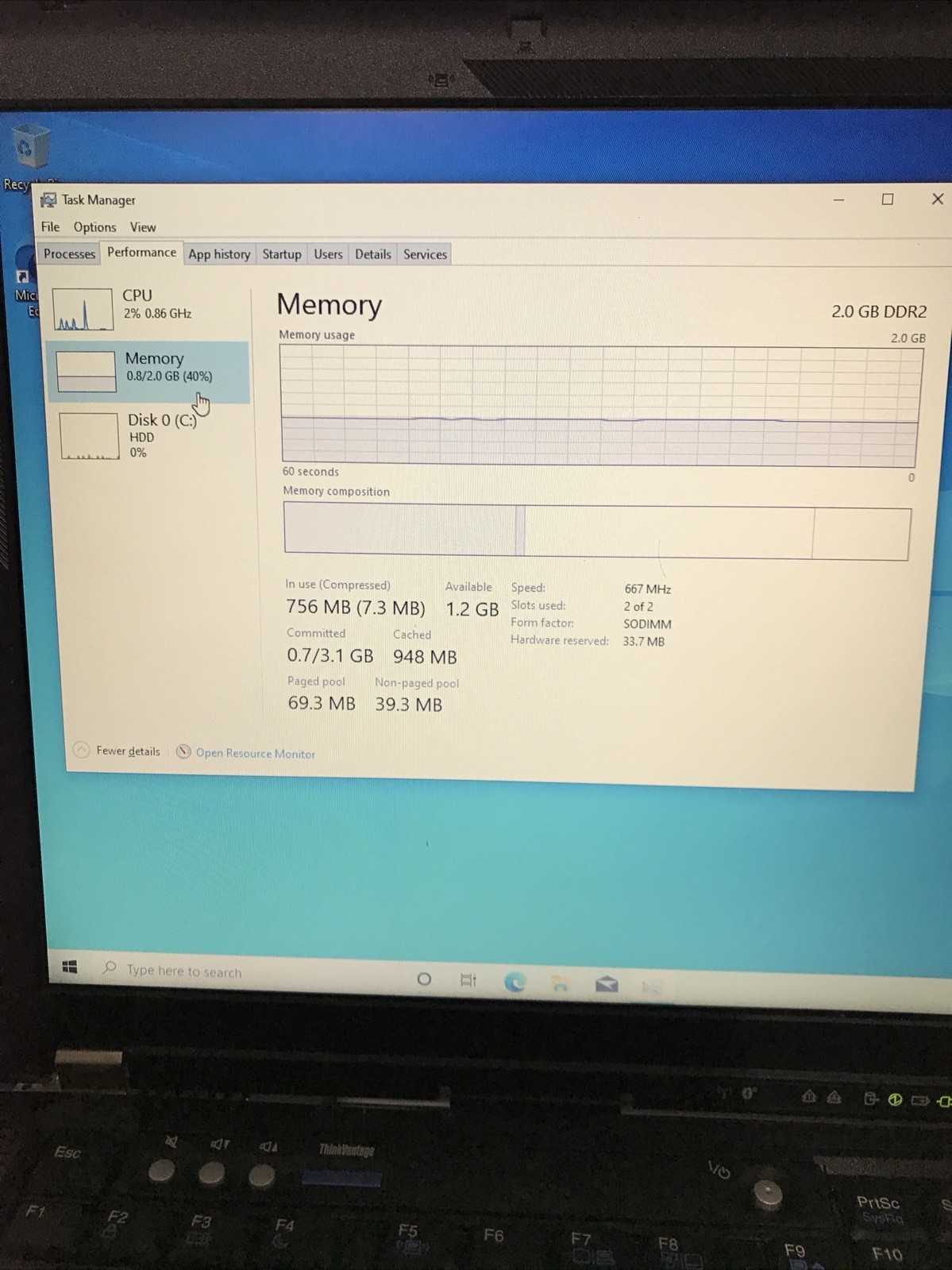 Lenovo Thinkpad T61 Laptop Computer – Weak Battery