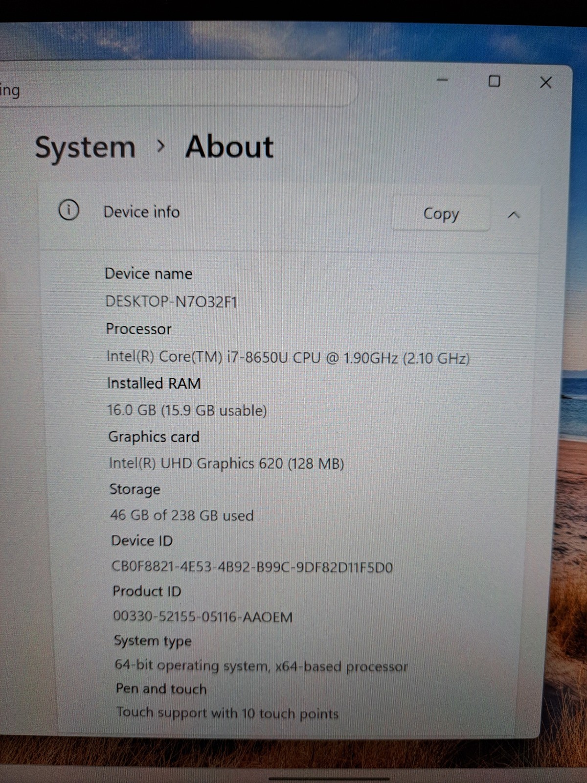 Dell Latitude 7212 Rugged Tablet i7-8650U, 16GB/256GB, Win 11, Charger, Battery
