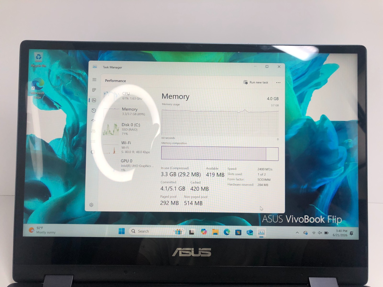 ASUS VivoBook Flip TP412F 14″ i3-8145U 4GB RAM 128GB SSD (Used)