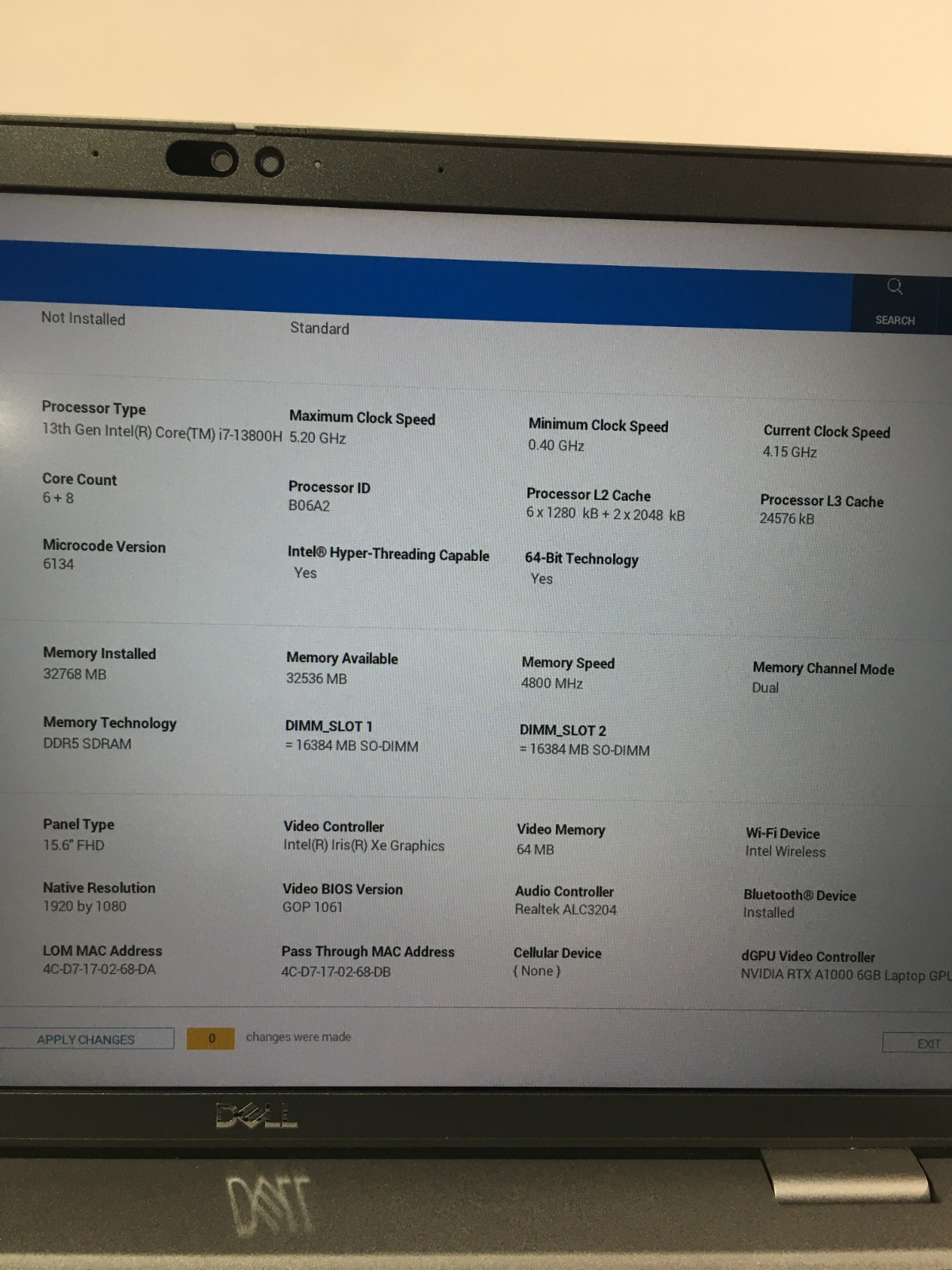 Dell Precision 3581 15.6 i7-13800H 32GB 1TB RTX A1000 W11P Workstation w/ A/C