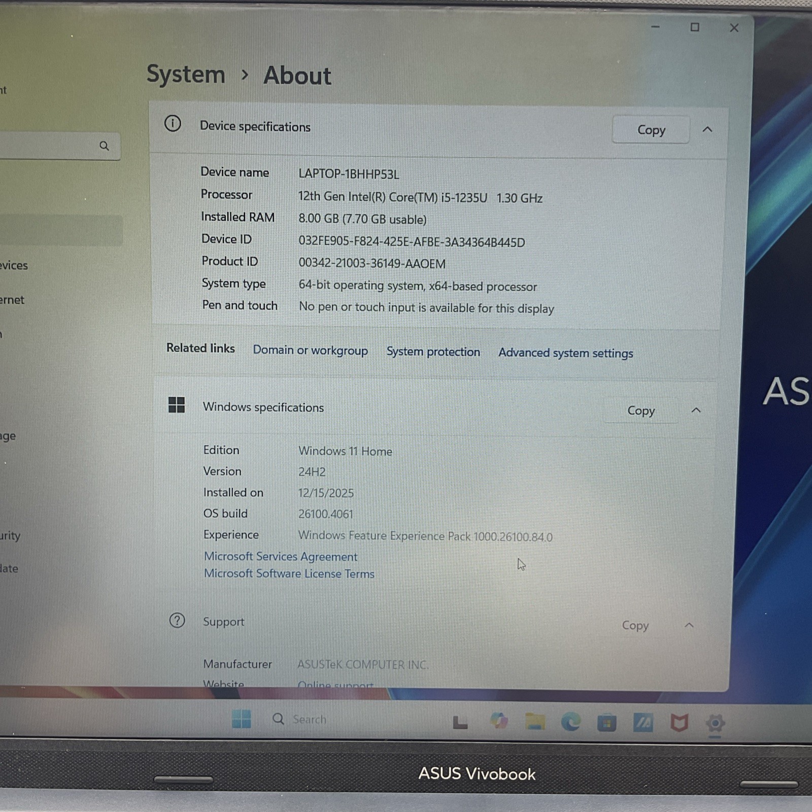 ASUS Vivobook F1502ZA-WS51 15.6″ i5-1235U 8GB RAM With Dell Backpack PO1520P