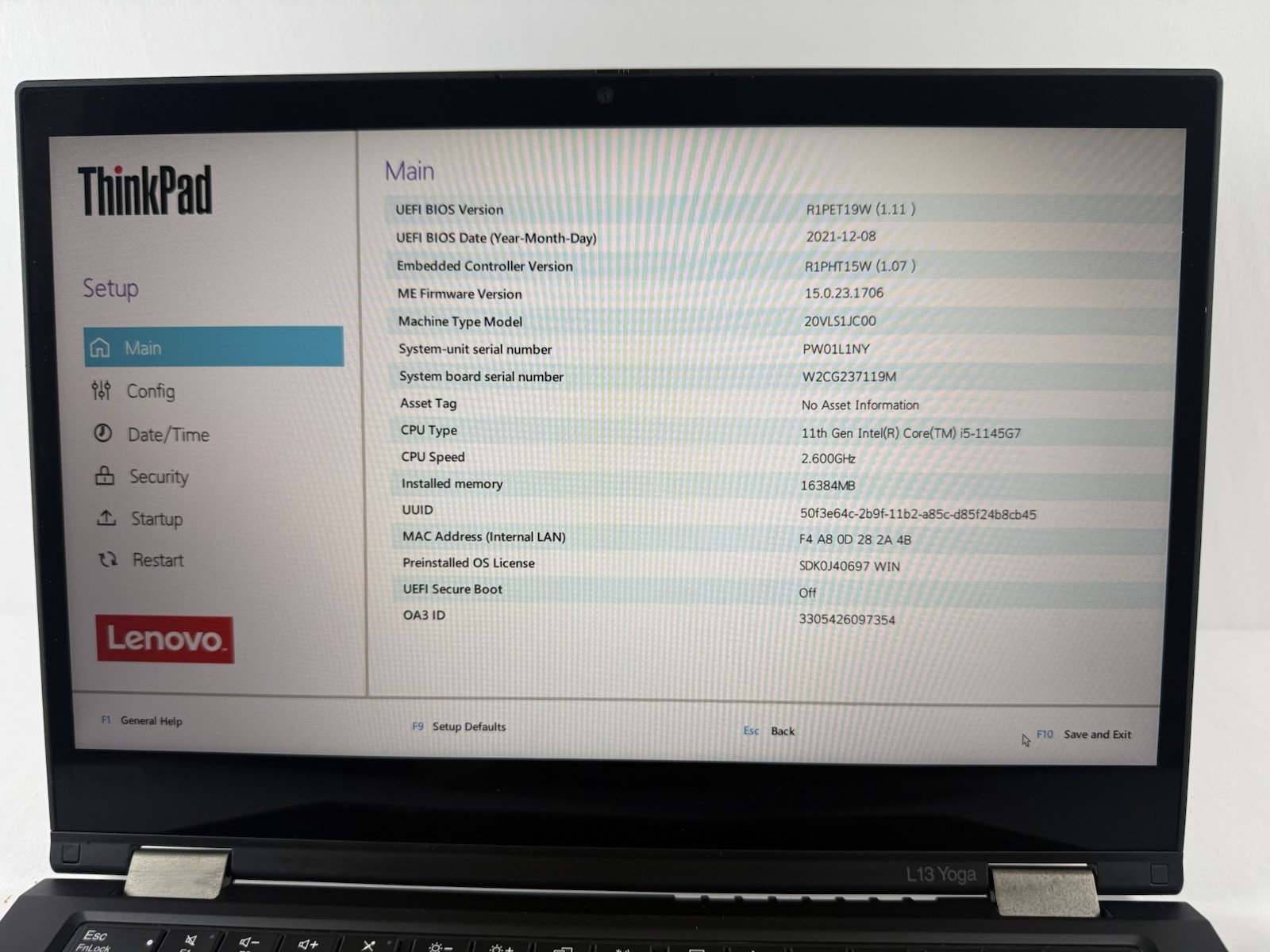Lenovo ThinkPad L13Yoga Gen2 2-in-1 Touch i5-1145G7 Gen 16GB RAM No Batt /SSD/OS