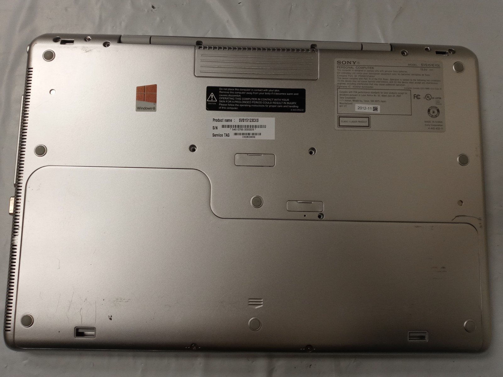 SONY SVS151E1GL VAIO A16 i5-3317U 4GB RAM 0GB HDD laptop Tablet PC NO OS NO AC