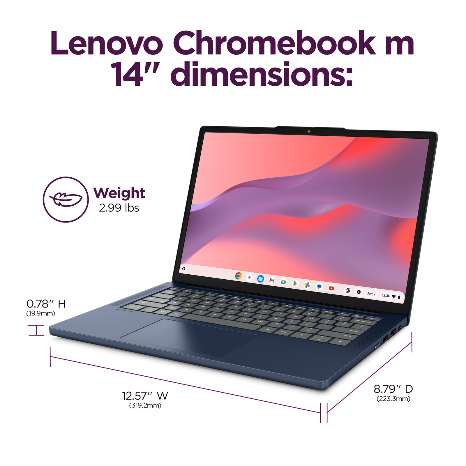 Lenovo – IdeaPad Slim 3 Chromebook – 14″ 2K Touchscreen Laptop – MediaTek Kom…