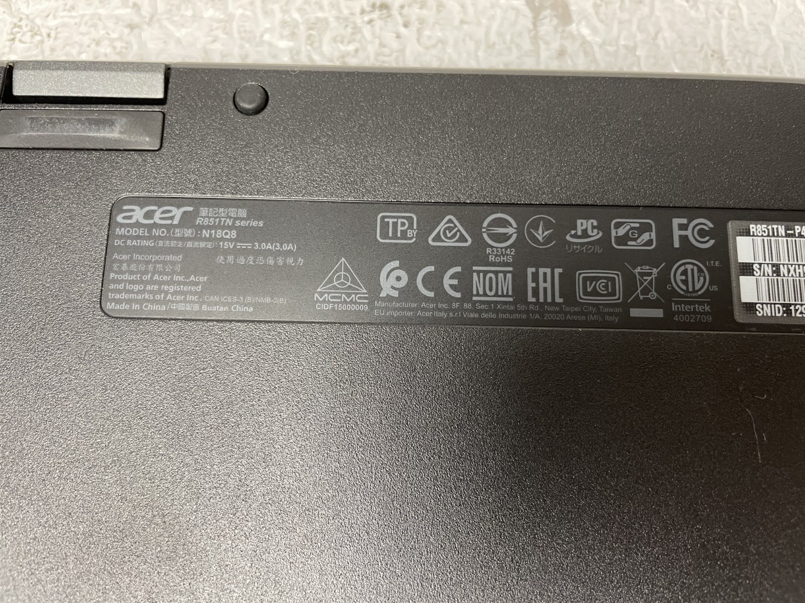 Acer Chromebook N18Q8 Intel Pentium Silver N5030 @1.10GHz 8GB RAM 64GB TouchScrn
