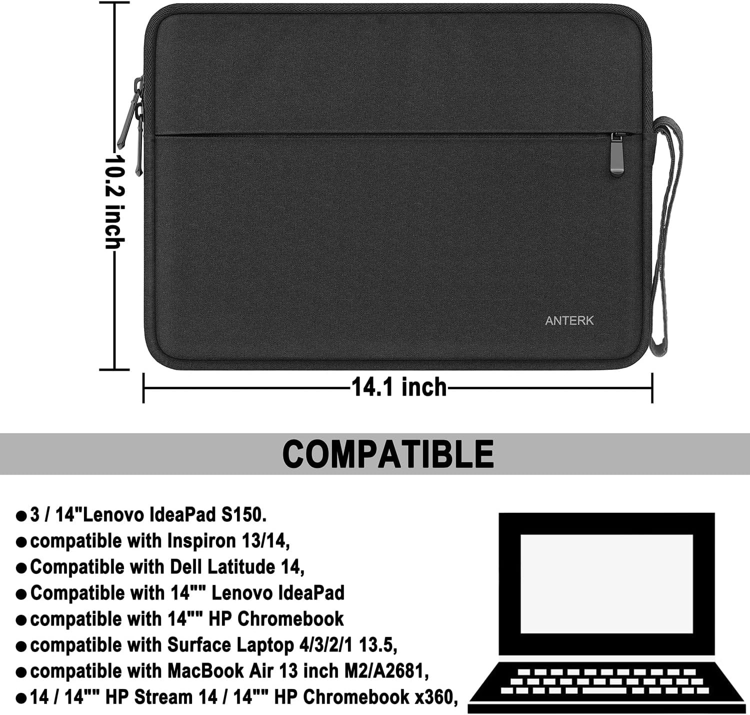 Water-Resistant Laptop Sleeve for 14 Inch MacBook, Travel Computer Case