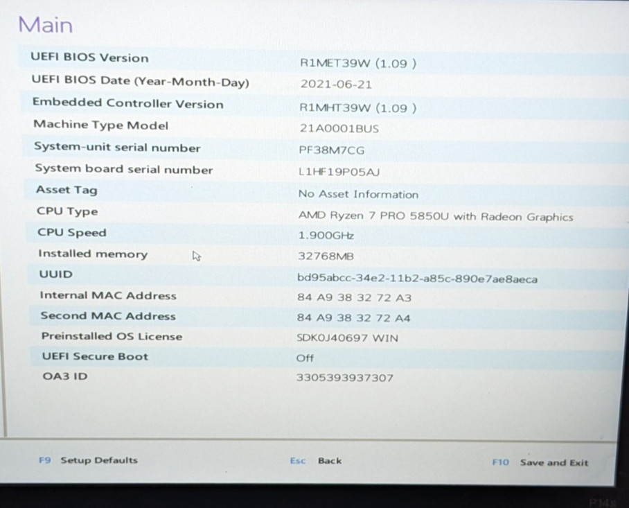 Lenovo ThinkPad P14s Gen 2 14″ AMD Ryzen 7 5850U 32GB 512GB SSD W11P PF38M7CG