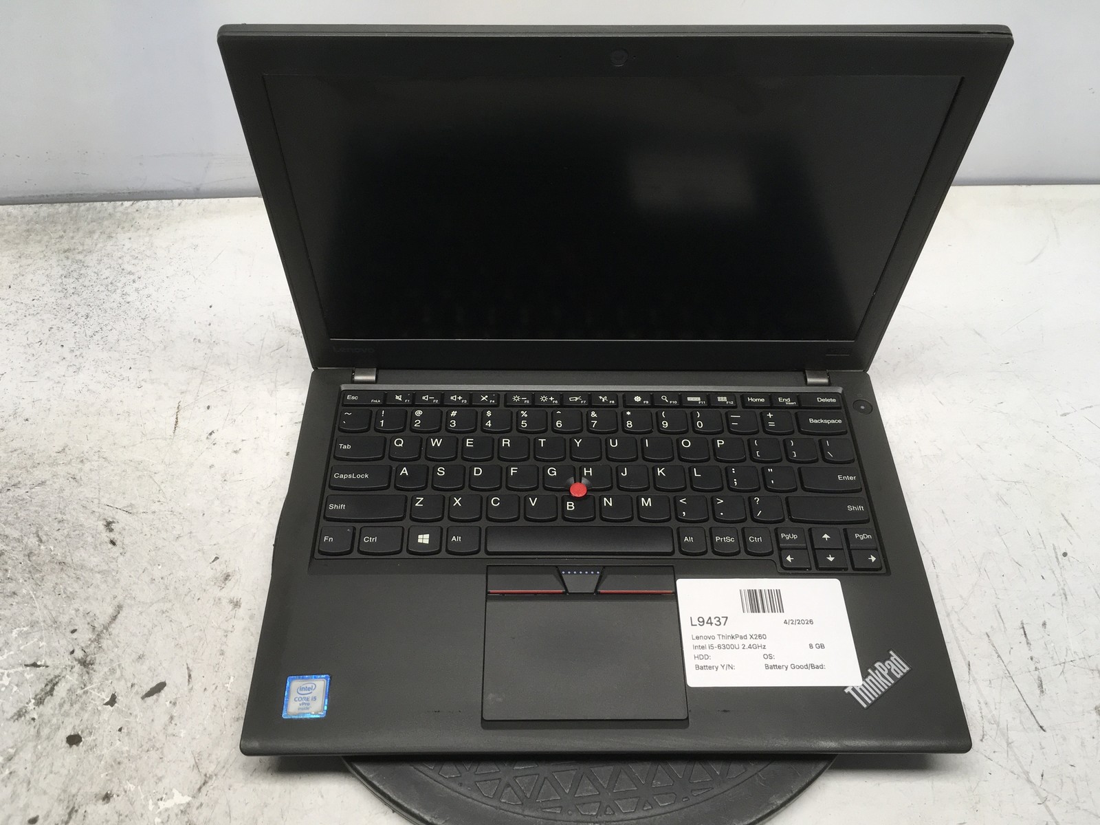 Lenovo ThinkPad X260 Intel i5-6300U 2.4GHz 8 GB NO HDD No Batt