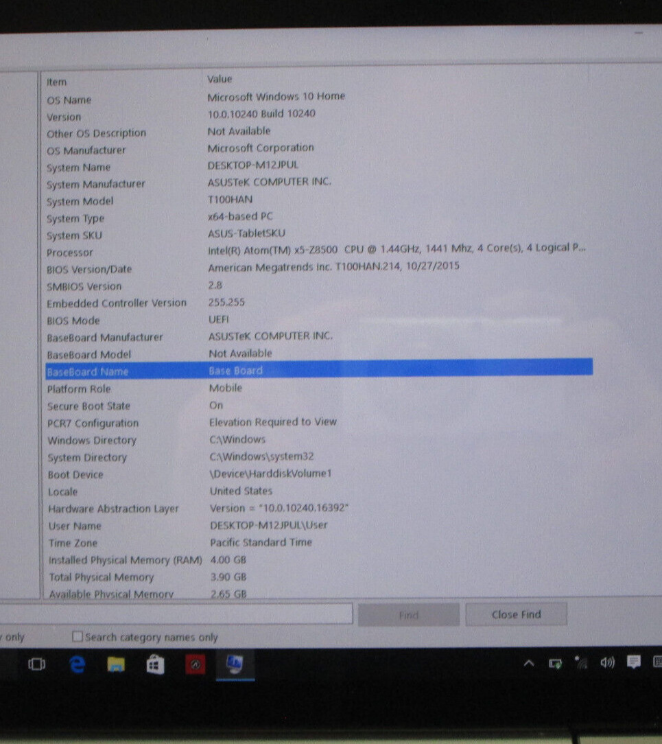Asus Transformer Book Tablet/Laptop Windows 10 Home Intel Atom x5 4GB RAM SKU A