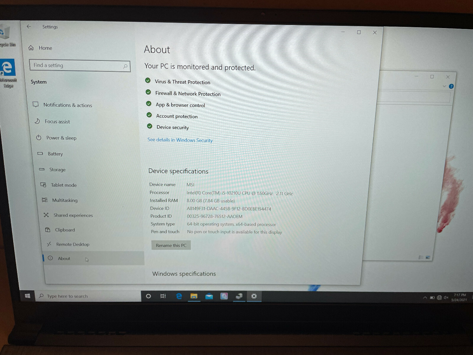 MSI Modern 15 A10M-455 15.6” Intel Core i5-10210U 1.6GHz, 8GB RAM, 512GB SSD