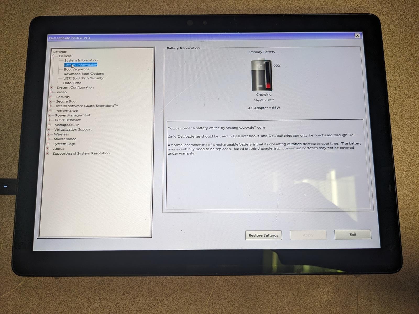 DELL LATITUDE 7210 2-IN-1 i5-10310U @ 1.70GHz, 8GB RAM, NO HDD/OS – (FOR PARTS)