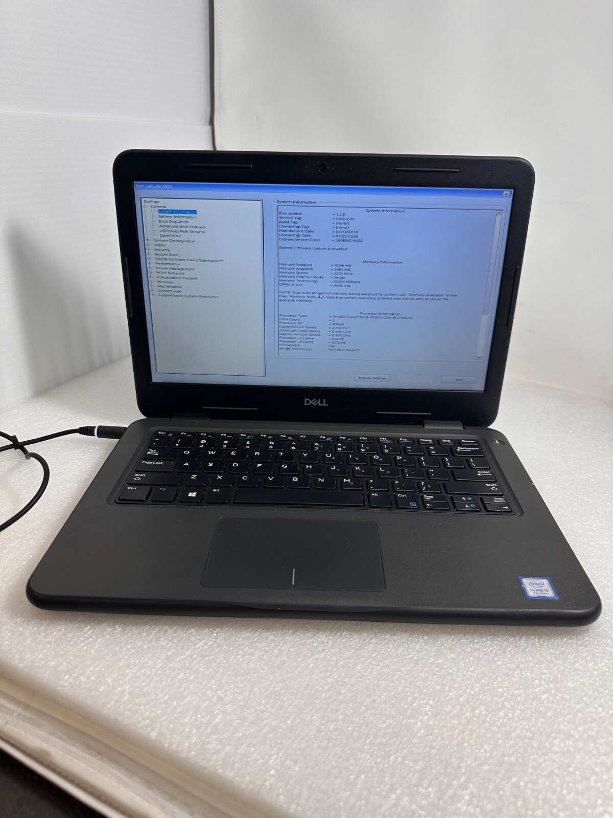 Dell Latitude 3300 13.3″ Intel Core i3 7th Gen 4gb ram 128gb PCIe- No OS