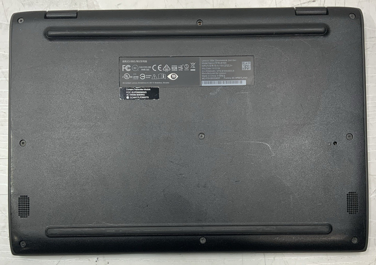 Lot of 16 Lenovo 100E Chromebook 2nd Gen Intel Celeron N4000 32GB eMMC 4GB DDR4