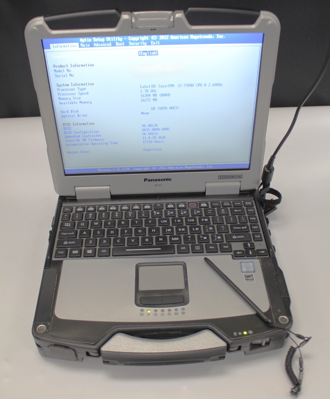 Panasonic Toughbook CF-31 MK6 I5-7300U Touch 16GB, 512GB SSD Win10pro 4G/GPS/DVD