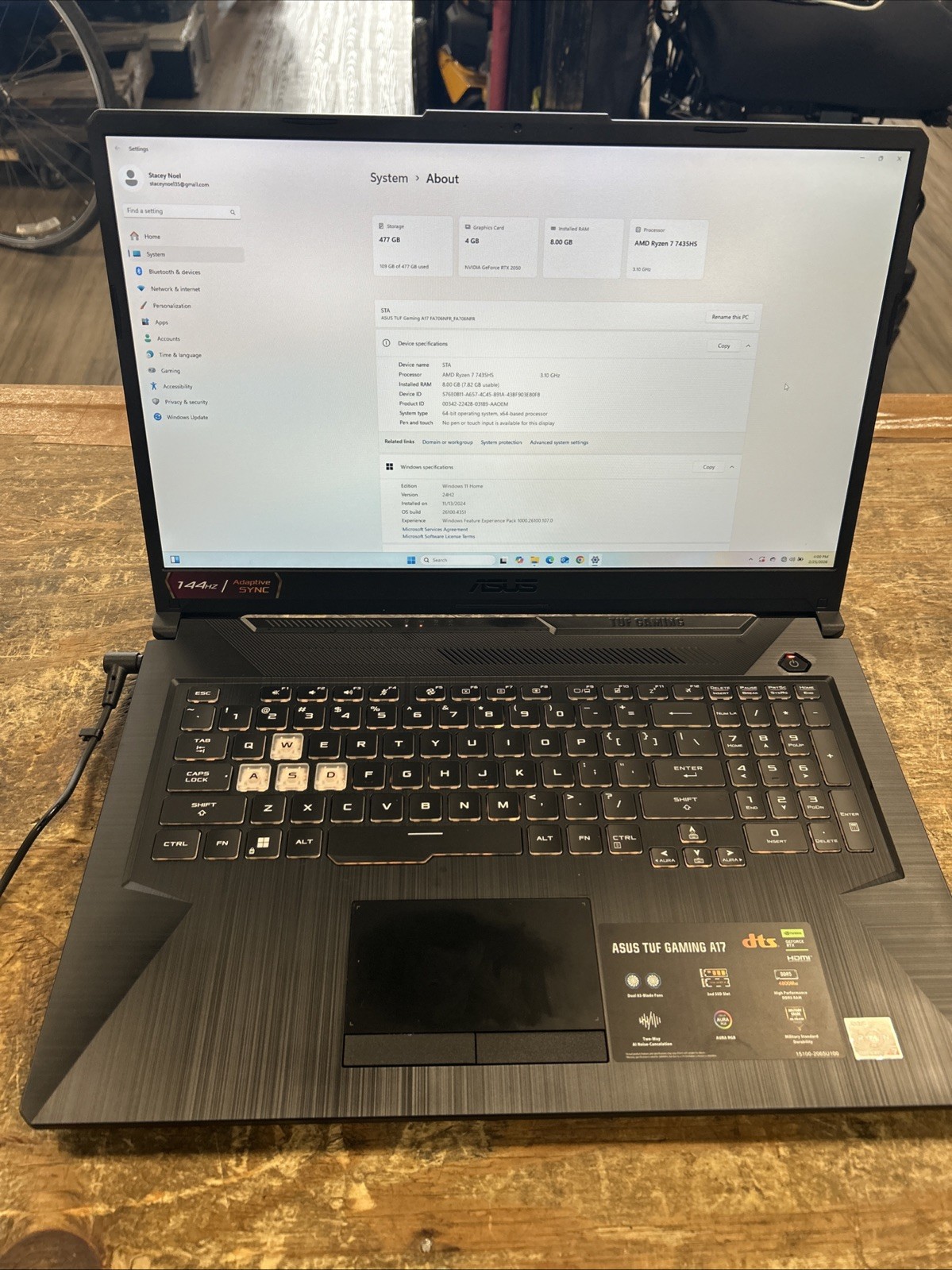 ASUS TUF A17 – 17.3″ W11 AMD RTX2050 Ryzen 7 7435HS/8GB/512GB SSD