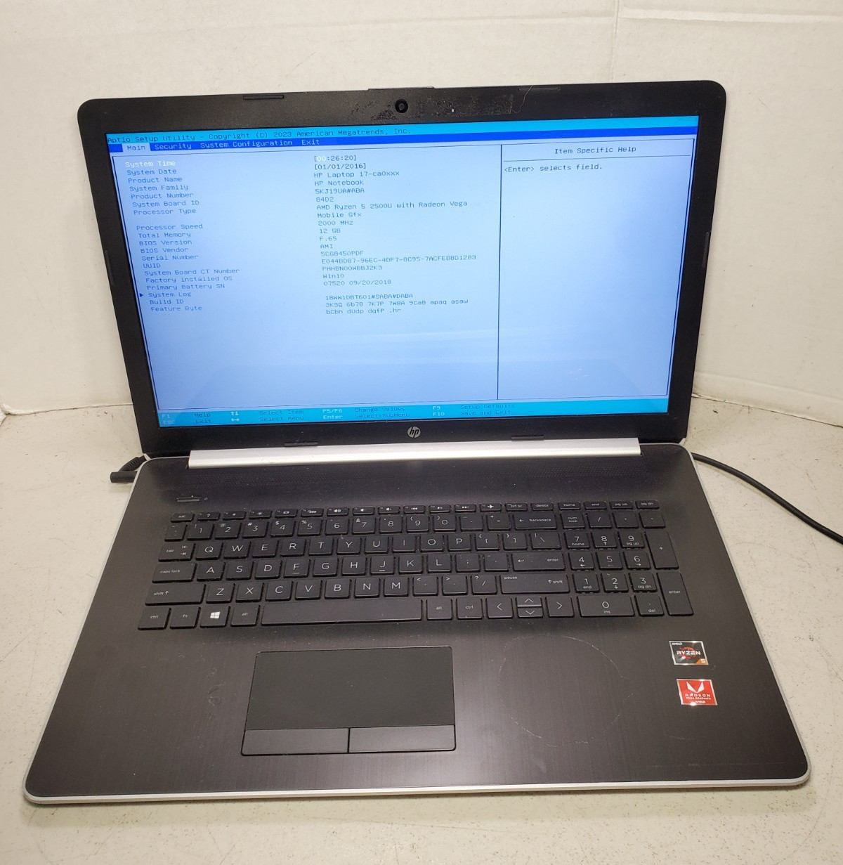 HP Laptop 17-ca0064cl Ryzen 2500U 12GB RAM No SSD/OS! #69