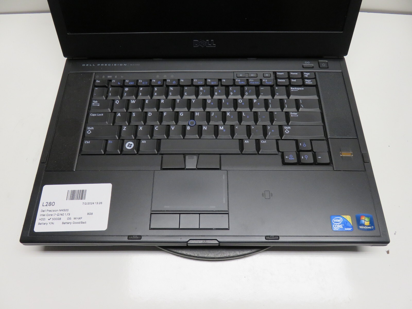 Dell Precision M4500 Laptop Intel Core i7-740QM 8GB 500GB Win XP Quadro FX 1800M