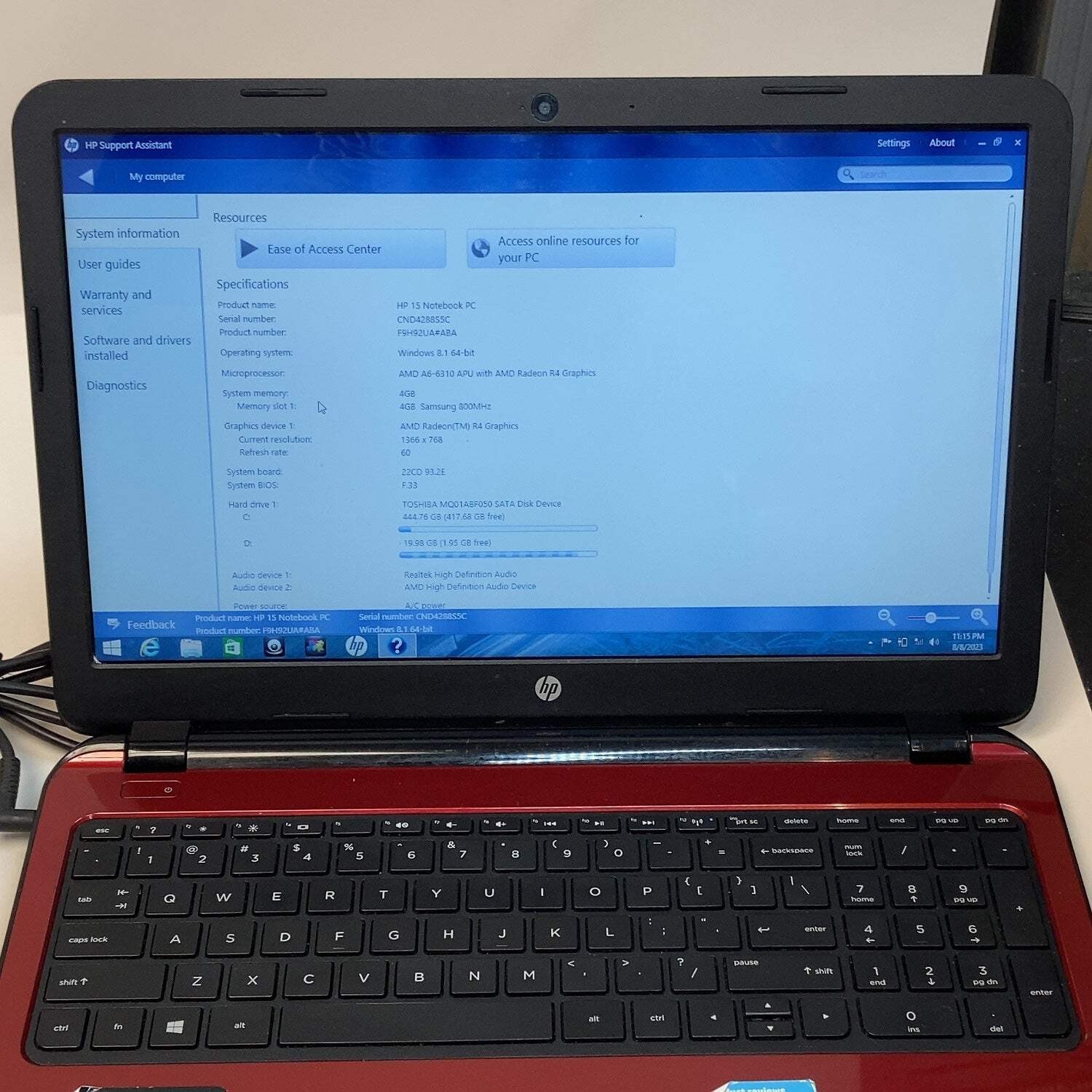 HP NoteBook 15-EG0067ST 15.6″ a6-6310 1.8GHz 4GB RAM SSD AMD Radeon R5 M230