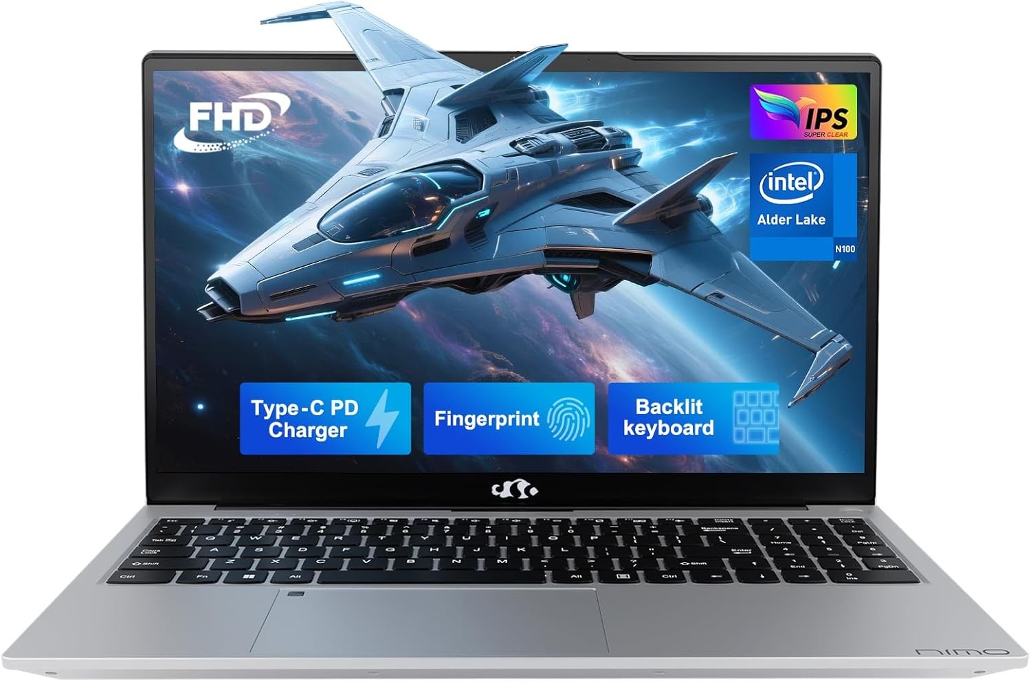 NIMO 15.6″IPS FHD-Laptop-Computer Intel Pentium Quad Core N100 4GB RAM 128GB SSD