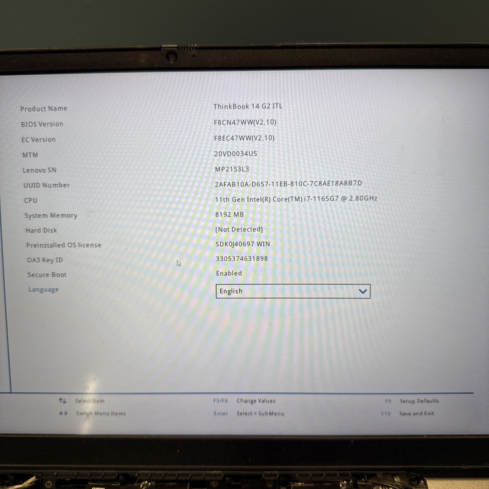 Lenovo ThinkBook 14 G2 ITL LAPTOP Core i7-1165G7 @ 2.8GHz / 8GB – PARTS/REPAIR