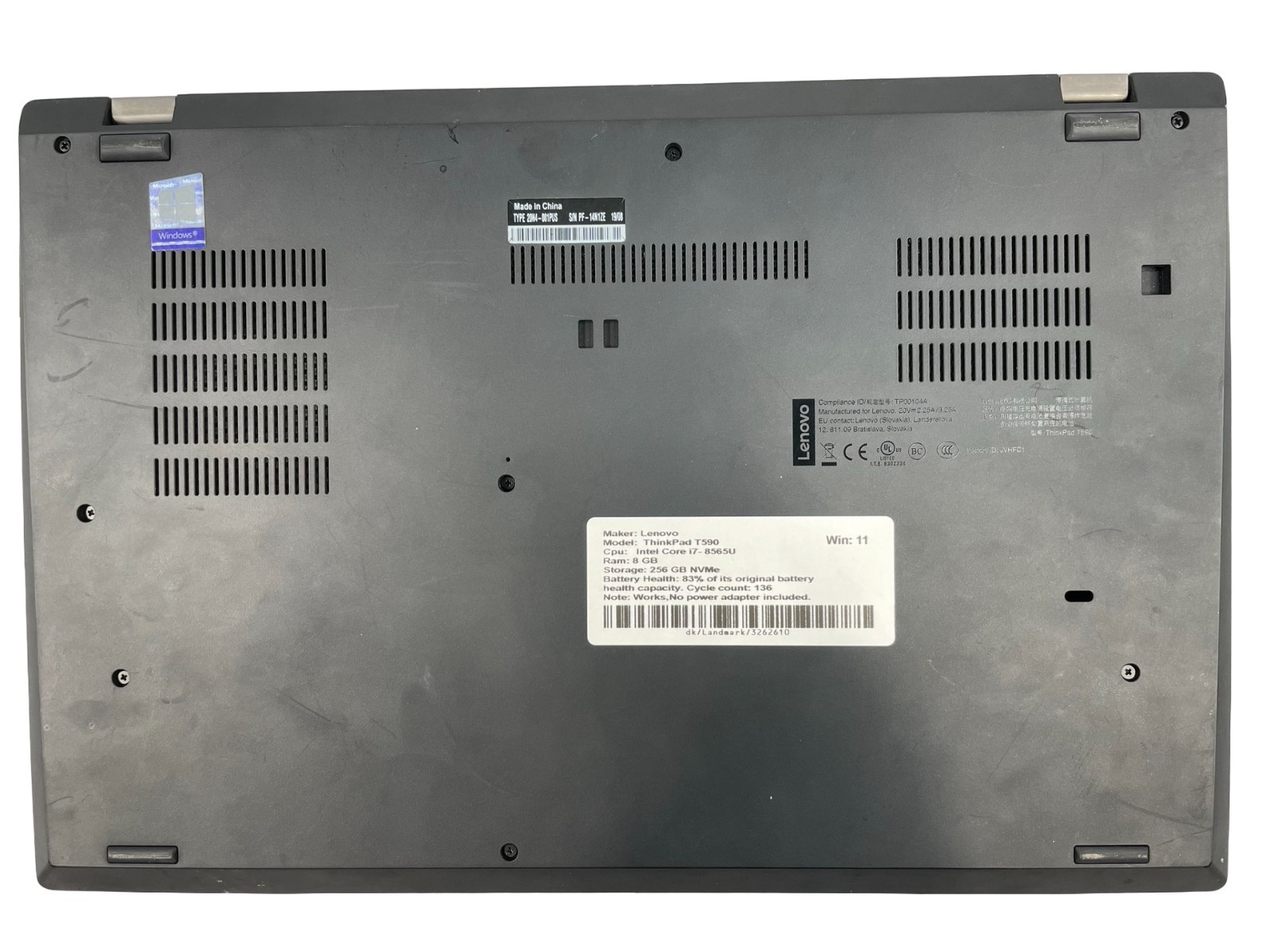 Lenovo ThinkPad T590 Intel Core i7-856U 8 GB 256 GB NVMe Win. : 11