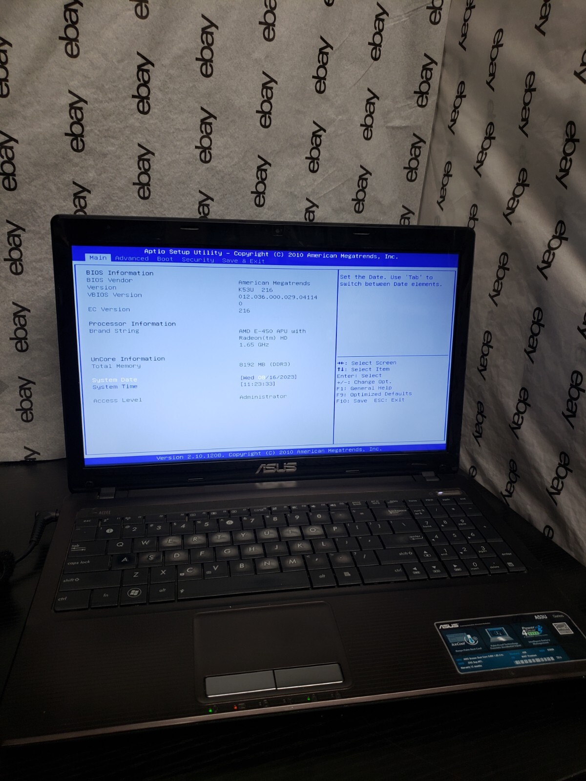 Asus A53U-ES21 15.6″ | AMD E-450 APU@1.65GHz | 8GB RAM*NO OS/HDD/BATT/CHRGR*