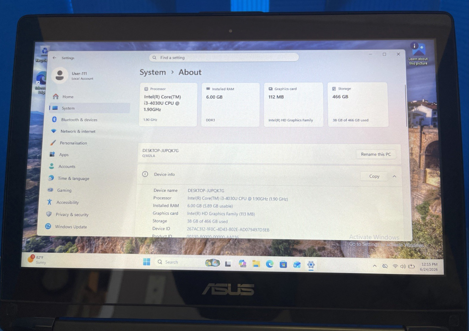 ASUS Q302L 13.3″ Intel Core i3-520U Win10 Home 500GB HDD 6GB RAM