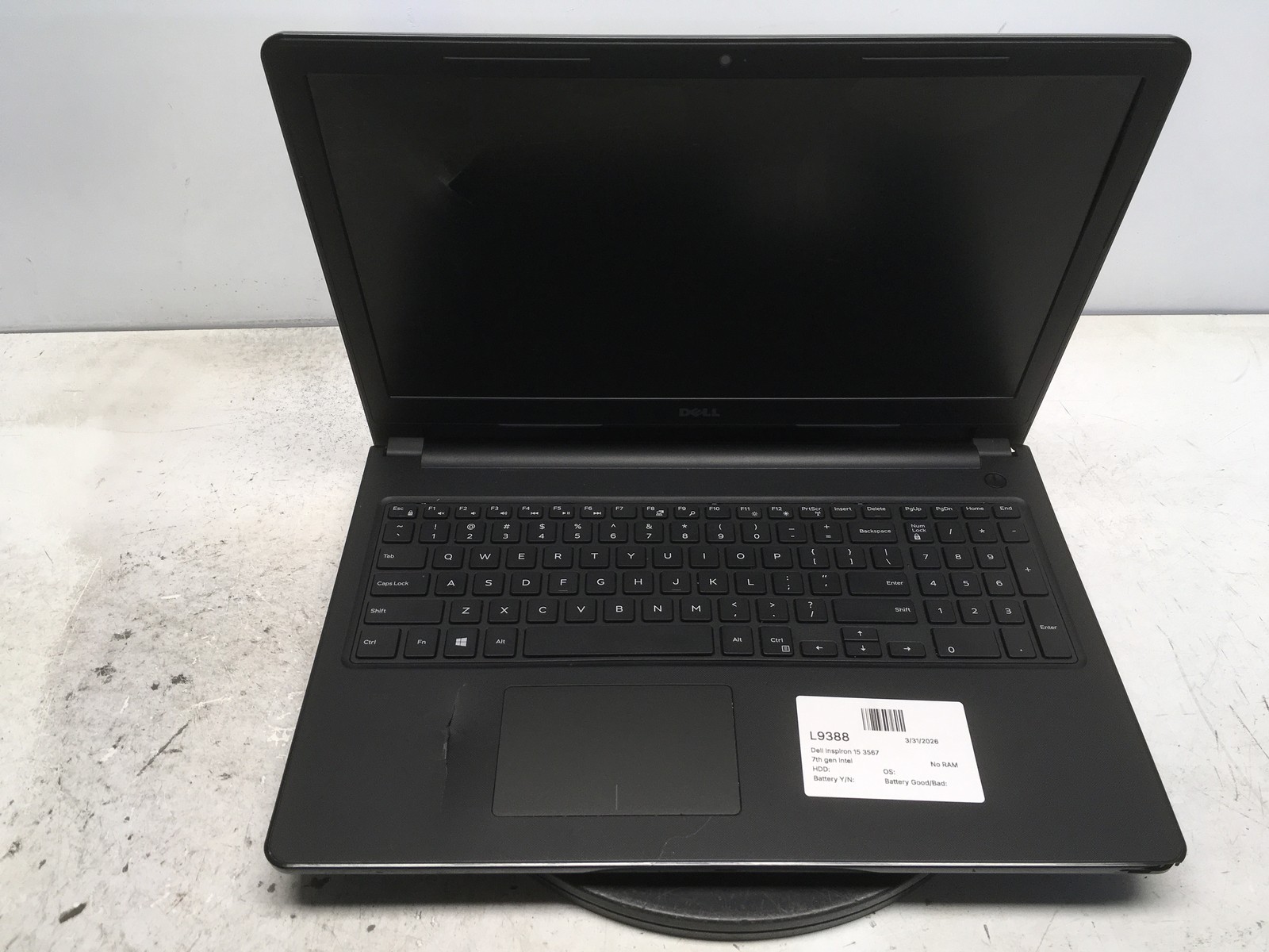 Dell Inspiron 15 3567 Intel 6th Gen No RAM NO HDD No Batt