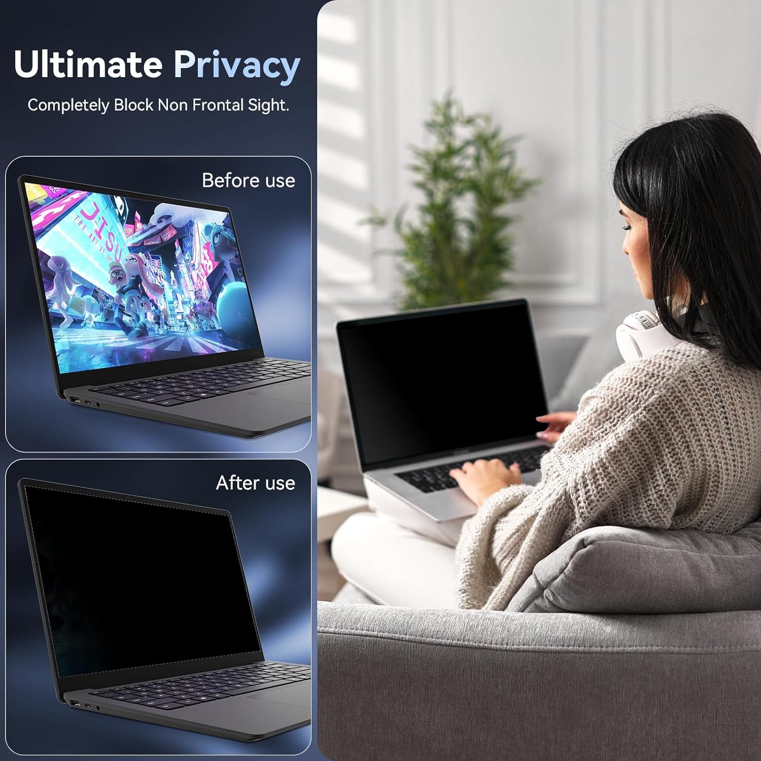 13.3 Inch Privacy Screen for Laptops – Anti-Glare Filter for Lenovo, HP, Dell, A