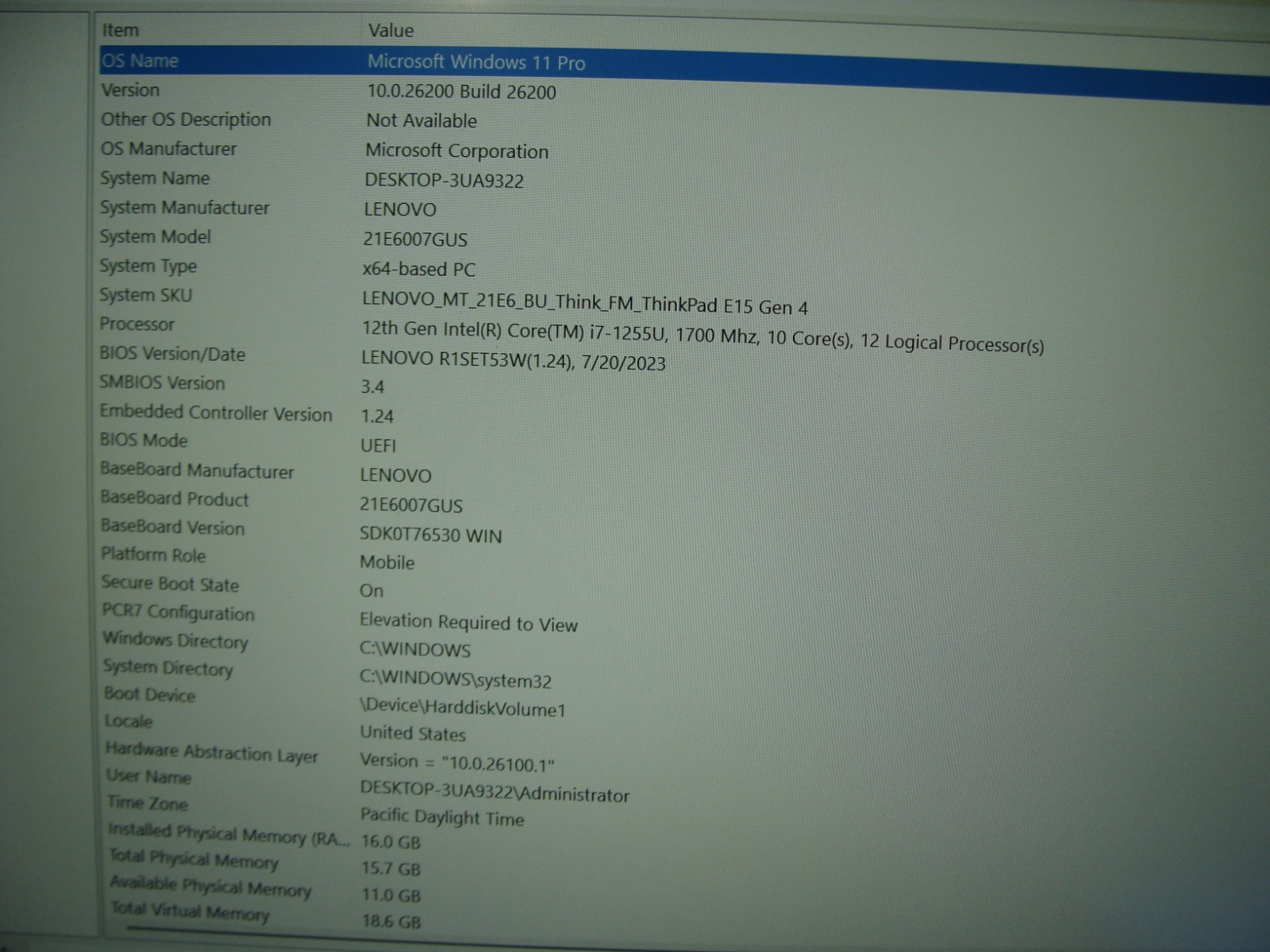 Lenovo ThinkPad E15 Gen 4 15.6″FHD i7-1255U 1.7GHz 16GB 512GB SSD Win11Pro +PA