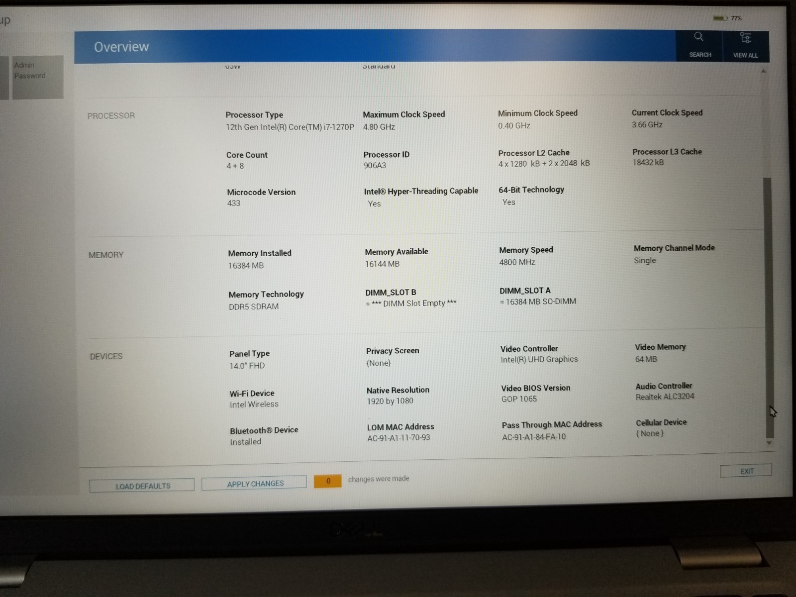 Dell Latitude 5431 14″ Intel i7-1270P 16GB DDR5 NO HDD NO OS/ FREE DELIVERY
