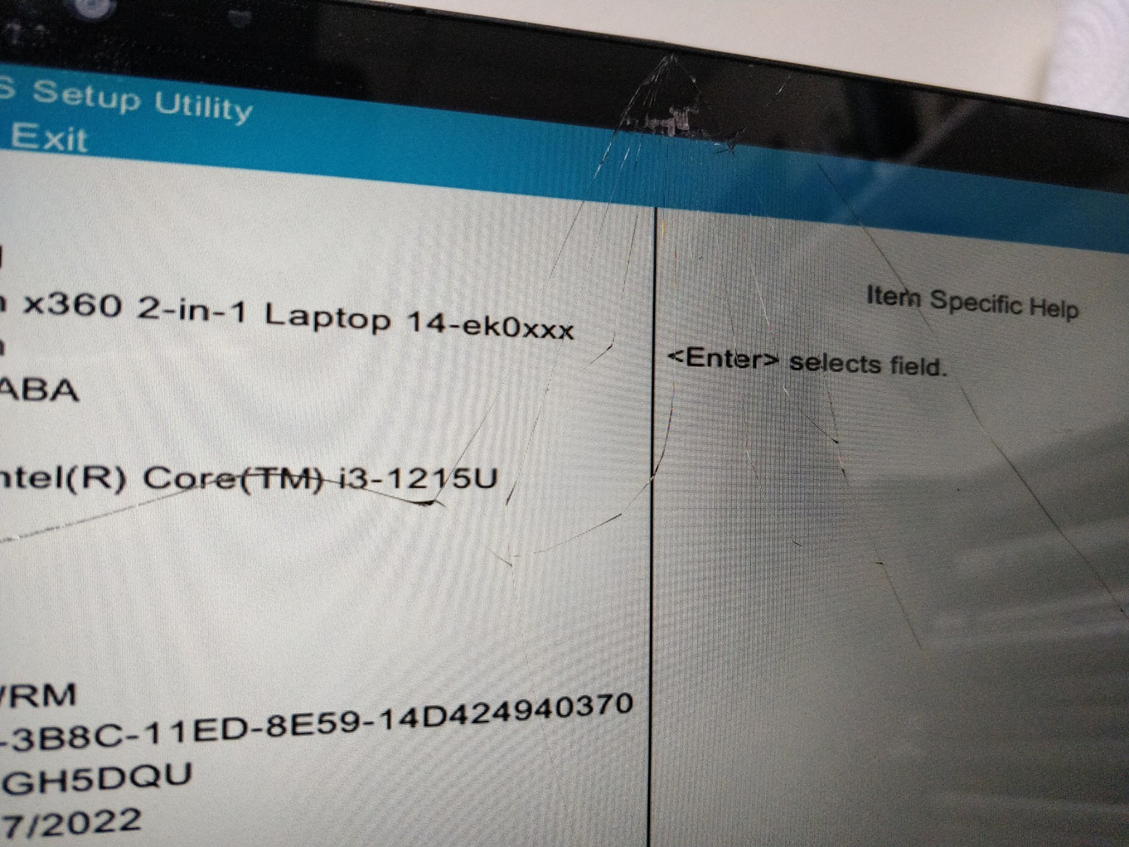 HP Pavilion x360 14 INTEL CORE I3-1215U@1.20Ghz 8GB RAM NO DRIVE PARTS 8704