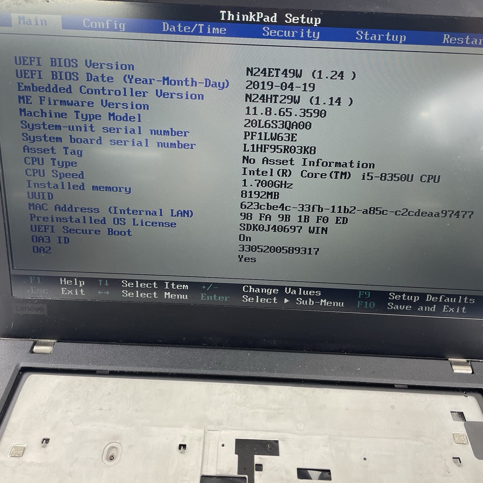 Lenovo ThinkPad T480 14″ i5-8350U 1.70 GHz 8 GB RAM No SSD/OS/AC/Batt – READ