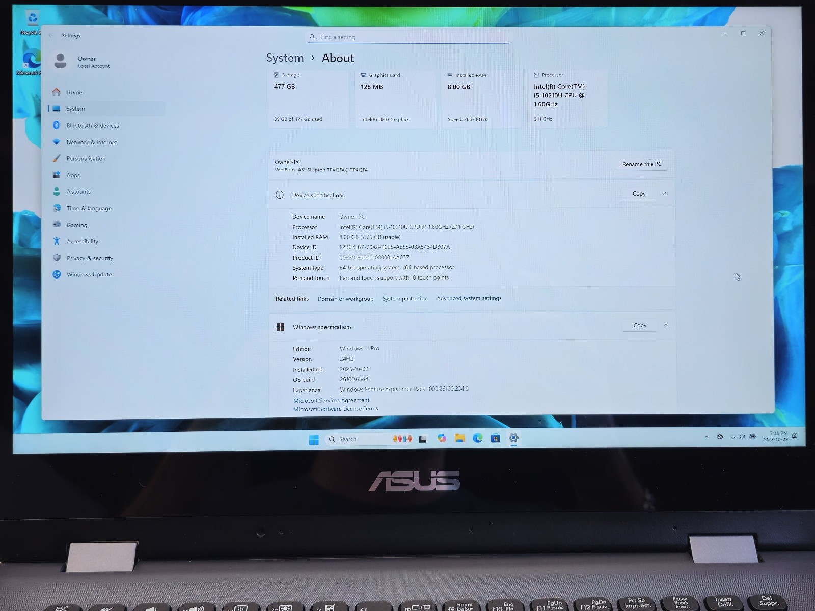Asus 14″ Vivobook Flip Core i5-10210U + 8GB + 512GB M.2 Windows 11 Pro TESTED