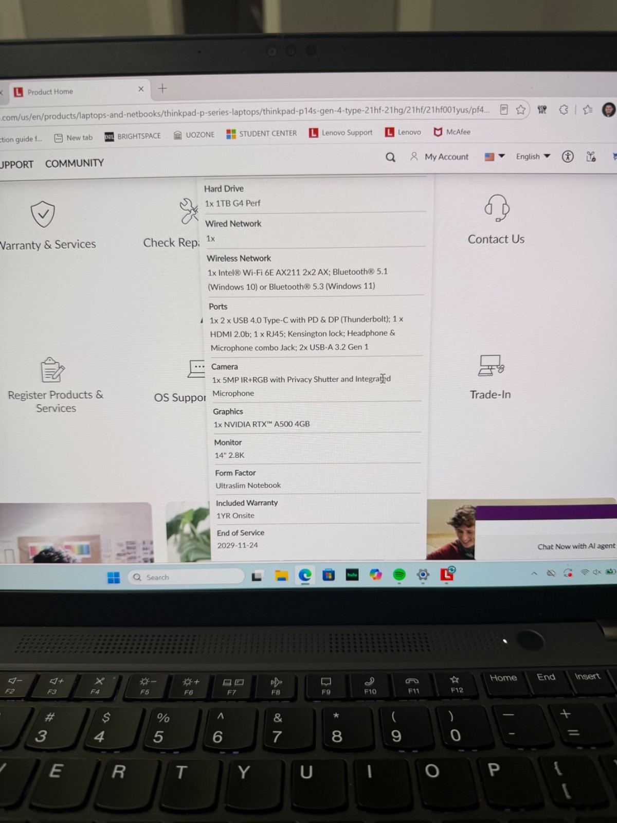 Lenovo ThinkPad P14s Gen 4 14″ i7-1360P 2.2GHz 32GB RAM 1TB SSD RTX A500