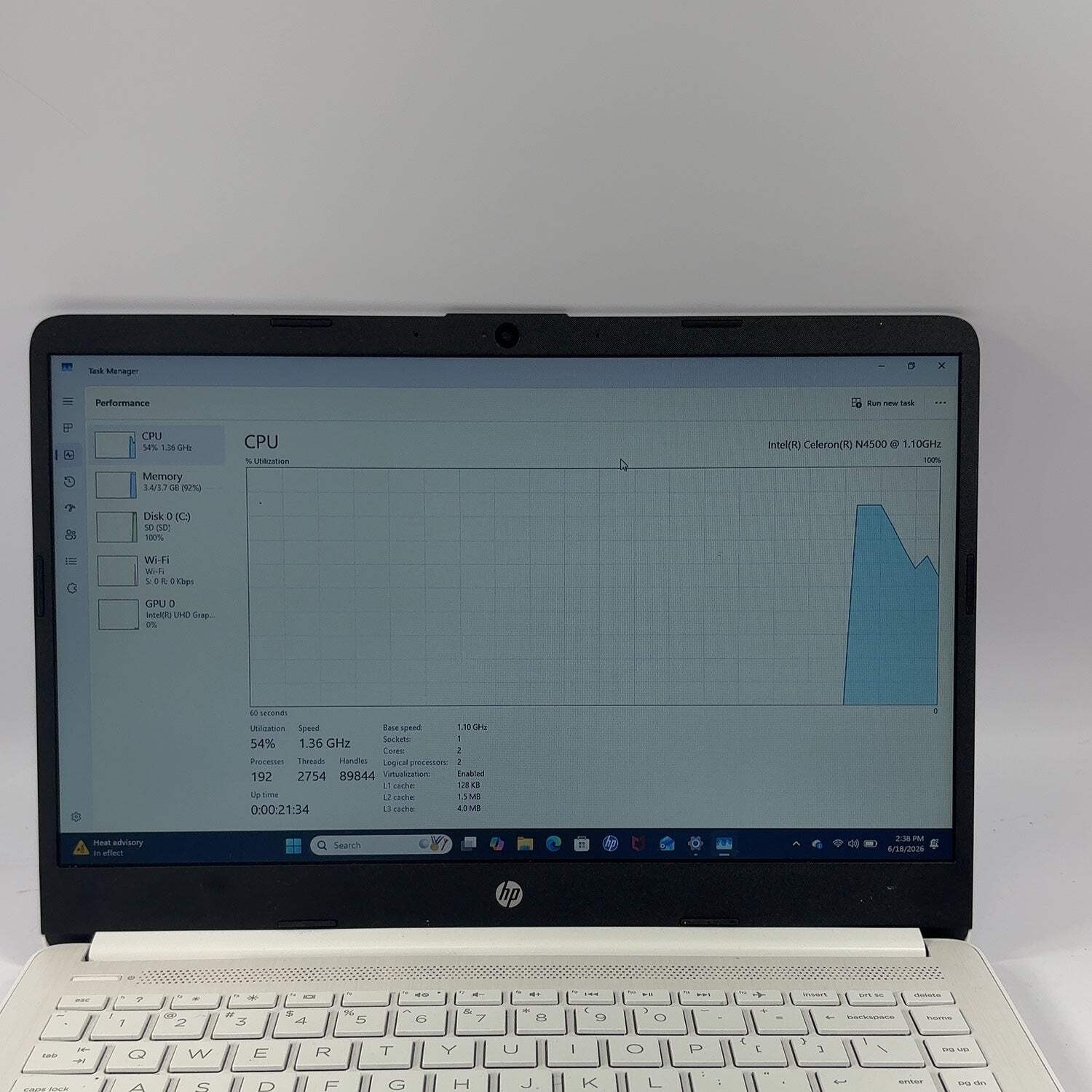 HP Laptop 14-DQ3000DX 14″ Celeron N4500 1.1GHz 4GB RAM 64GB SSD