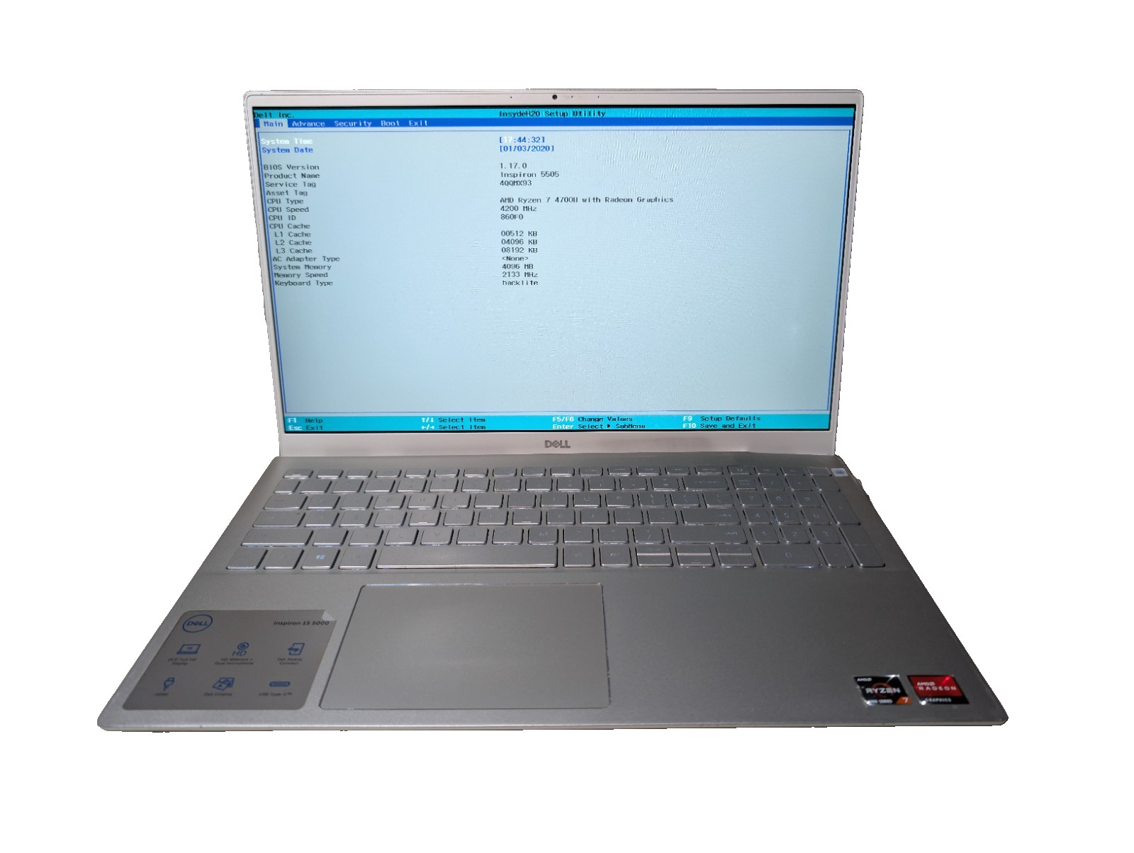 DELL INSPIRON 5505 | RYZEN 7 4700U 4GB RAM NO SSD | FHD Backlit FPS Batt Working