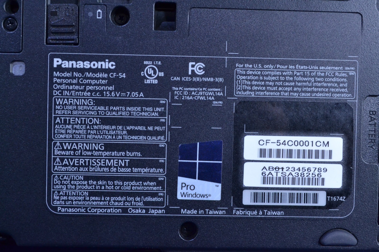 Panasonic CF-54 Toughbook i5-5300U/ 12GB/ 500GB/ No OS (J051501)