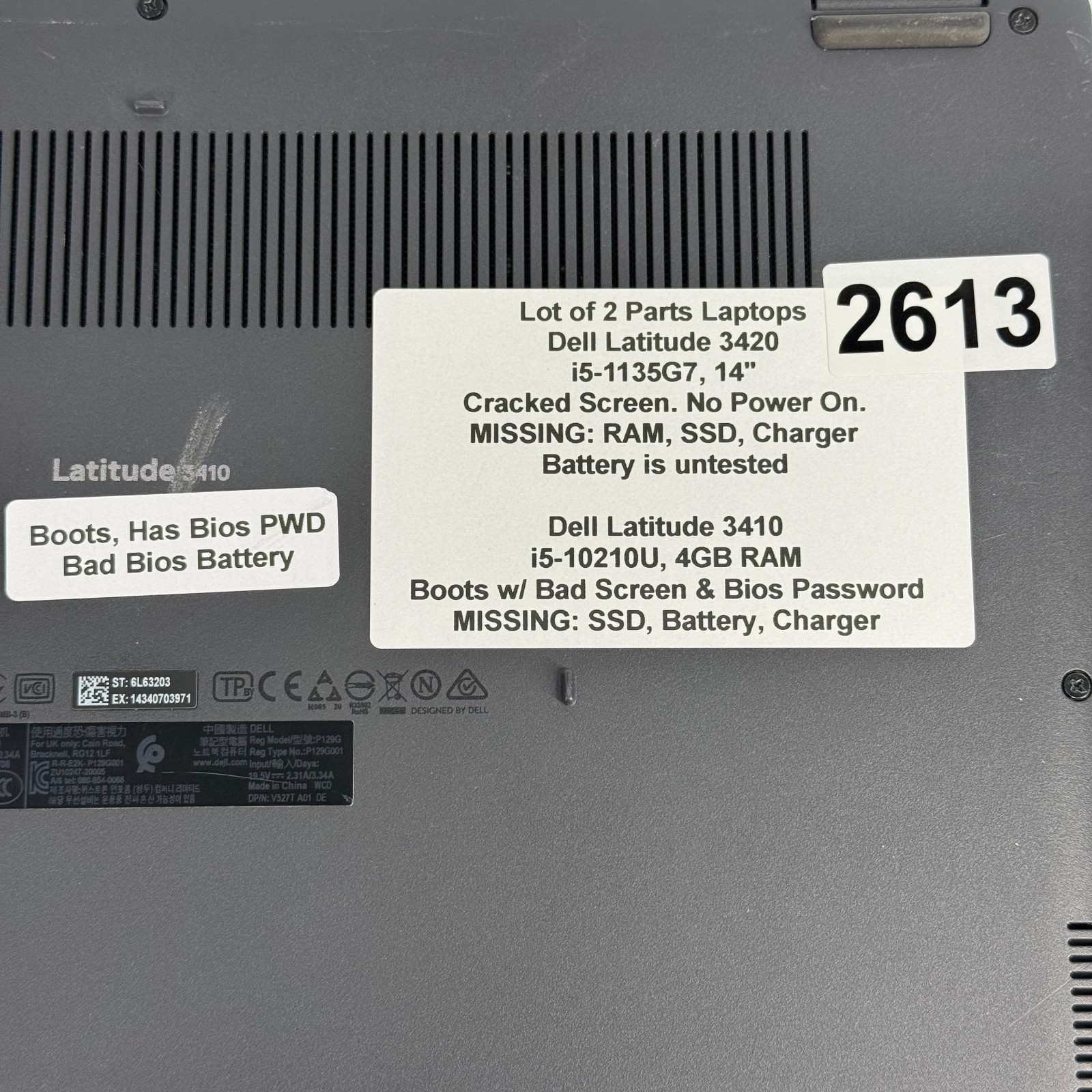 LOT OF 2 Dell Latitude 3420 & 3410 14″ i5 Laptops AS IS PARTS OR REPAIR